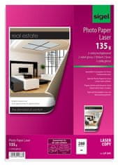 Sigel Fotografski papir - A4, 135 g/m2, sijajni, dvostranski, 200 listov