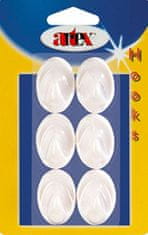 Artex Samolepilni ovalni kaveljček iz majhne plastike, BELI (6 kosov)