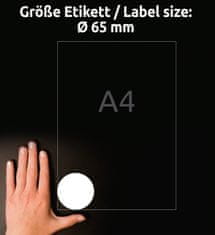 Avery Zweckform okrogle etikete 5081, fi 65 mm, odstranljive, 80 etiket/zavitek, A4, za tiskanje