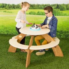 AXI Leseni večnamenski komplet okrogla miza + klopi + dežnik