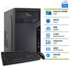 PCplus e-Office namizni računalnik, i3-10100, 8GB, SSD512GB, DOS + tipkovnica, miška (145597)