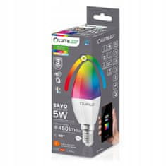 LUMILED Pametna LED žarnica E14 B35 5W = 40W 450lm RGB CCT + bela WIFI TUYA SMART