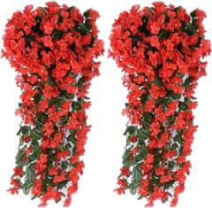 Umetne cvetlične viseče rože, umetno viseče cvetje z naravnim izgledom za zunanjo ali notranjo uporabo, za teraso, vrt, balkon, poroke, zabave, hodnik, 80cm, rdeče barve, HangingFlowers