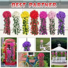 Umetne cvetlične viseče rože, umetno viseče cvetje z naravnim izgledom za zunanjo ali notranjo uporabo, za teraso, vrt, balkon, poroke, zabave, hodnik, 80cm, rdeče barve, HangingFlowers