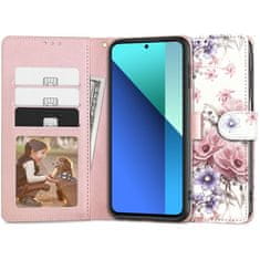 Tech-protect Wallet knjižni ovitek za Xiaomi Redmi Note 13 4G, blossom flower
