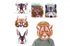 Teddies Živalska maska tkanina 17x20cm 6 vrst na kartici karneval