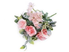 Umetni šopek vrtnic, hortenzije - roza svetloba
