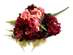 Umetni šopek vrtnic in hortenzij - koralna svetloba