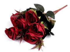 Umetni šopek vrtnic - rdeča temna