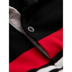 OMBRE Moška polo majica s tribarvnimi črtami črna MDN125001 S