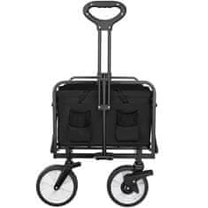 tectake Zložljiv vrtni voziček Leon z zavorami, nosilnost 80kg - Črna