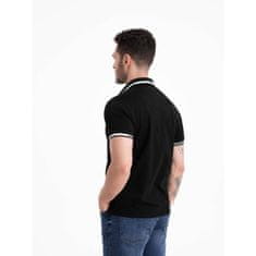OMBRE Moška polo majica iz elastana s kontrastnimi elementi V2 OM-POSS-0123 črna MDN125075 XL