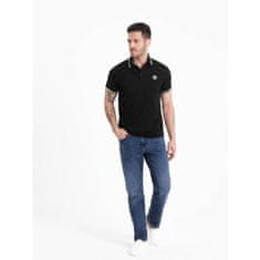 OMBRE Moška polo majica iz elastana s kontrastnimi elementi V2 OM-POSS-0123 črna MDN125075 XL