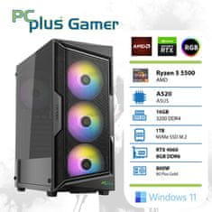 PCplus Gamer namizni računalnik, R5-5500G, 16GB, SSD1TB, RTX4060, W11H (145941)