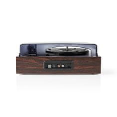 Nedis gramofon | 33 / 45 / 78 obratov na minuto | Jermenski pogon | 1x stereo RCA | 18 W| Vgrajen (pred)ojačevalnik | MP3 pretvorba | ABS / MDF | rjav 