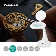 Nedis Magnifying Glass Table Lamp | Lens Power: 3 + 12 Diopter | 6500 K | 6.5 W | 585 lm | White 