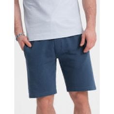 OMBRE Moške pletene kratke hlače z vrvico in žepi temno modre barve MDN125416 XL