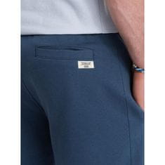 OMBRE Moške pletene kratke hlače z vrvico in žepi temno modre barve MDN125416 XL