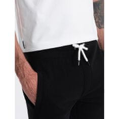 OMBRE Moške pletene kratke hlače z vrvico in žepi črne barve MDN125417 XL