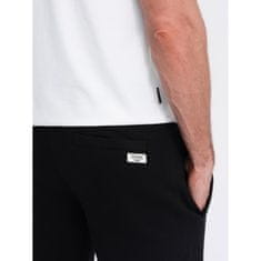 OMBRE Moške pletene kratke hlače z vrvico in žepi črne barve MDN125417 XL