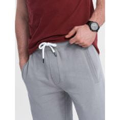 OMBRE Moške pletene kratke hlače z vrvico in žepi sive barve MDN125419 S