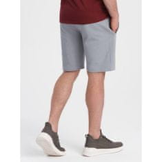 OMBRE Moške pletene kratke hlače z vrvico in žepi sive barve MDN125419 S