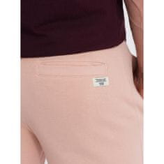 OMBRE Moške pletene kratke hlače z vrvico in žepi pudrasto rožnate barve MDN125420 S