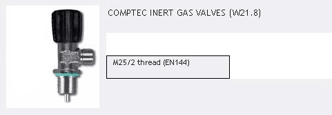 SCUBATECH Enojni ventil COMPTEC, M25/2 - ARGON