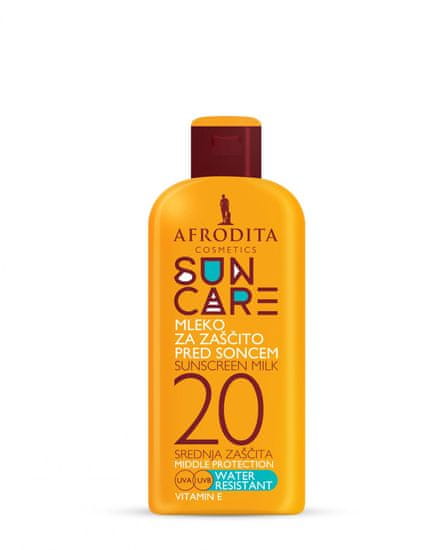 Kozmetika Afrodita mleko za sončenje Sun Care, vodoodporno F20, 200ml
