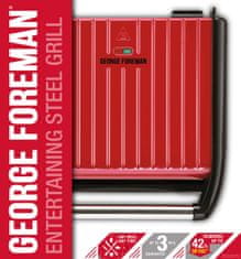 George Foreman 25030-56 Steel Compact Grill Red kontaktni žar, rdeč