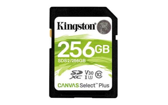 Kingston SDXC Canvas Select Plus pomnilniška kartica, 256 GB 100/85 MB/s (r/w), C10, UHS-I, U1, V10