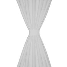 Greatstore 2 kosa belih satenasih zaves z obročki 140 x 175 cm