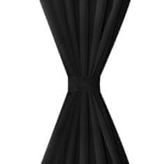 Greatstore 2 kosa črnih satenasih zaves z obročki 140 x 175 cm