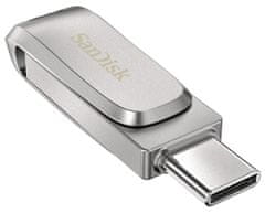 SanDisk Ultra Dual Drive Luxe USB ključek, 64 GB, srebrn