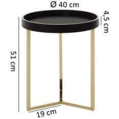 Bruxxi Kavna mizica Hira, 51 cm, črna/zlata