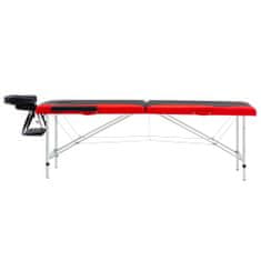 Greatstore 2-conska zložljiva masažna miza aluminij črne in rdeče barve