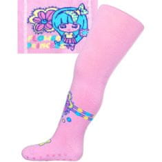 NEW BABY Nove otroške bombažne nogavice z ABS svetlo rožnato cvetno princeso - 104 (3-4r)