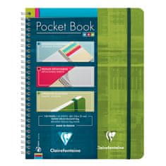 Clairefontaine Pocket Book blok, spiralni, črtan, z elastiko, A5