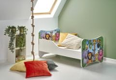 Halmar Otroška postelja z letvico in vzmetnico Happy Jungle - bela / kombinacija barv