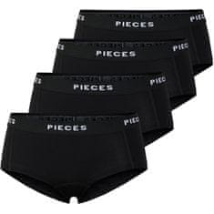 Pieces 4 PACK - ženske hlačke Boxer PCLOGO 17106857 Black (Velikost M)