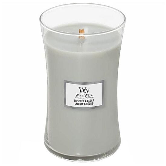 Woodwick Dišeča vaza za sveče velika sivka in cedra 609,5 g