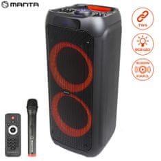 Manta SPK5310 PRO zvočnik, karaoke, vgrajena baterija, Bluetoth, USB, MP3, FM, disco LED, TWS, 10000W P.M.P.O.