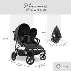 Hauck Uptown Duo otroški voziček za dvojčke, Melange Black - odprta embalaža