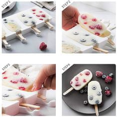 Netscroll 4 delni model za izdelavo sladoledih lučk +50 lesenih palčk, nova oblika silikonskega kalupa za sladoled ali tortice “cake popsicle”, uporaben v pečici in zmzovalniku, IceCreamStar