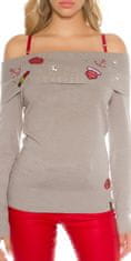 Amiatex Ženski pulover 72395, svetlo rjava, UNIVERZáLNí