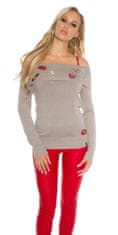 Amiatex Ženski pulover 72395, svetlo rjava, UNIVERZáLNí