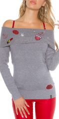 Amiatex Ženski pulover 72396, siva, UNIVERZáLNí