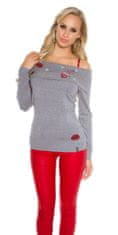 Amiatex Ženski pulover 72396, siva, UNIVERZáLNí