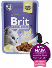 Brit Premium fileji govedine v želeju, za mačke, 85 g, 24 kos