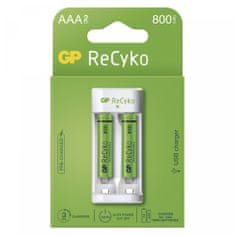 GP Eco E211 polnilec baterij + ReCyko 800 polnilne baterije, 2 x AAA